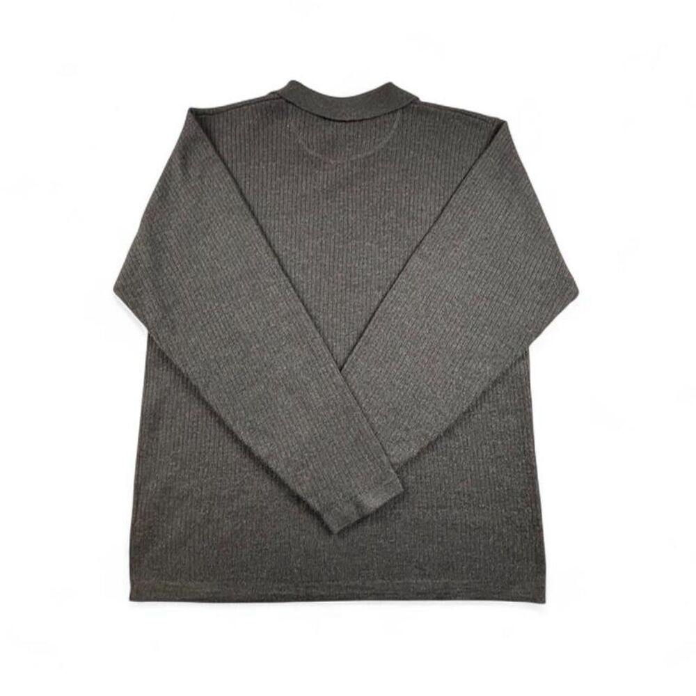 Eddie Bauer 100% Merino Wool Gray Collared Sweater Men's Large Luxury Knit - Picture 5 of 5